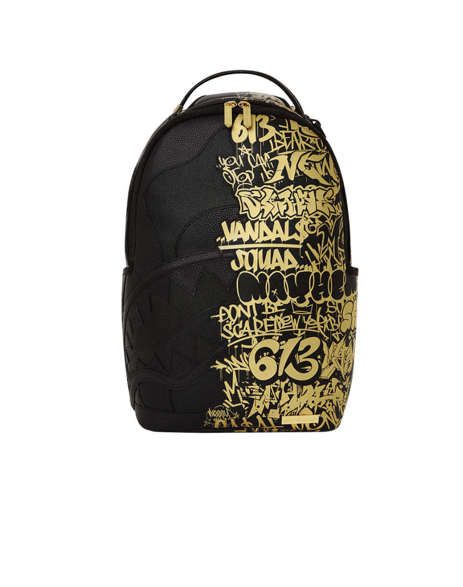 Sprayground Backpack - Half Graff Gold DLXSV - Black And Gold - 910B54 ...