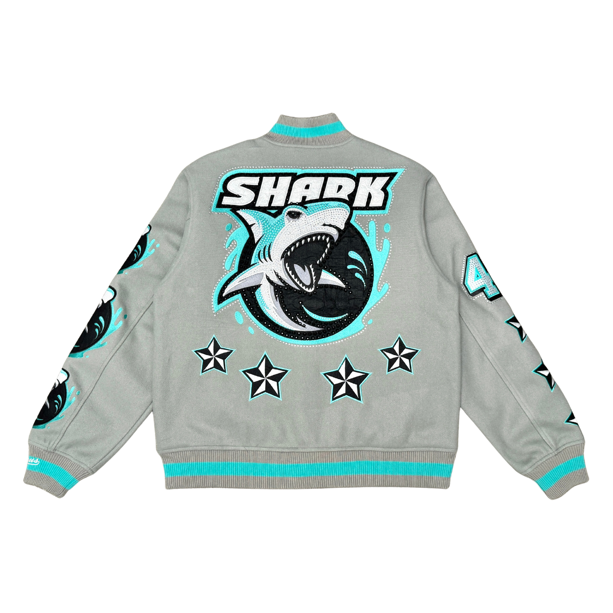 Vicious Jacket - Shark Varsity - Grey And Teal - VC1154 – Vengeance78