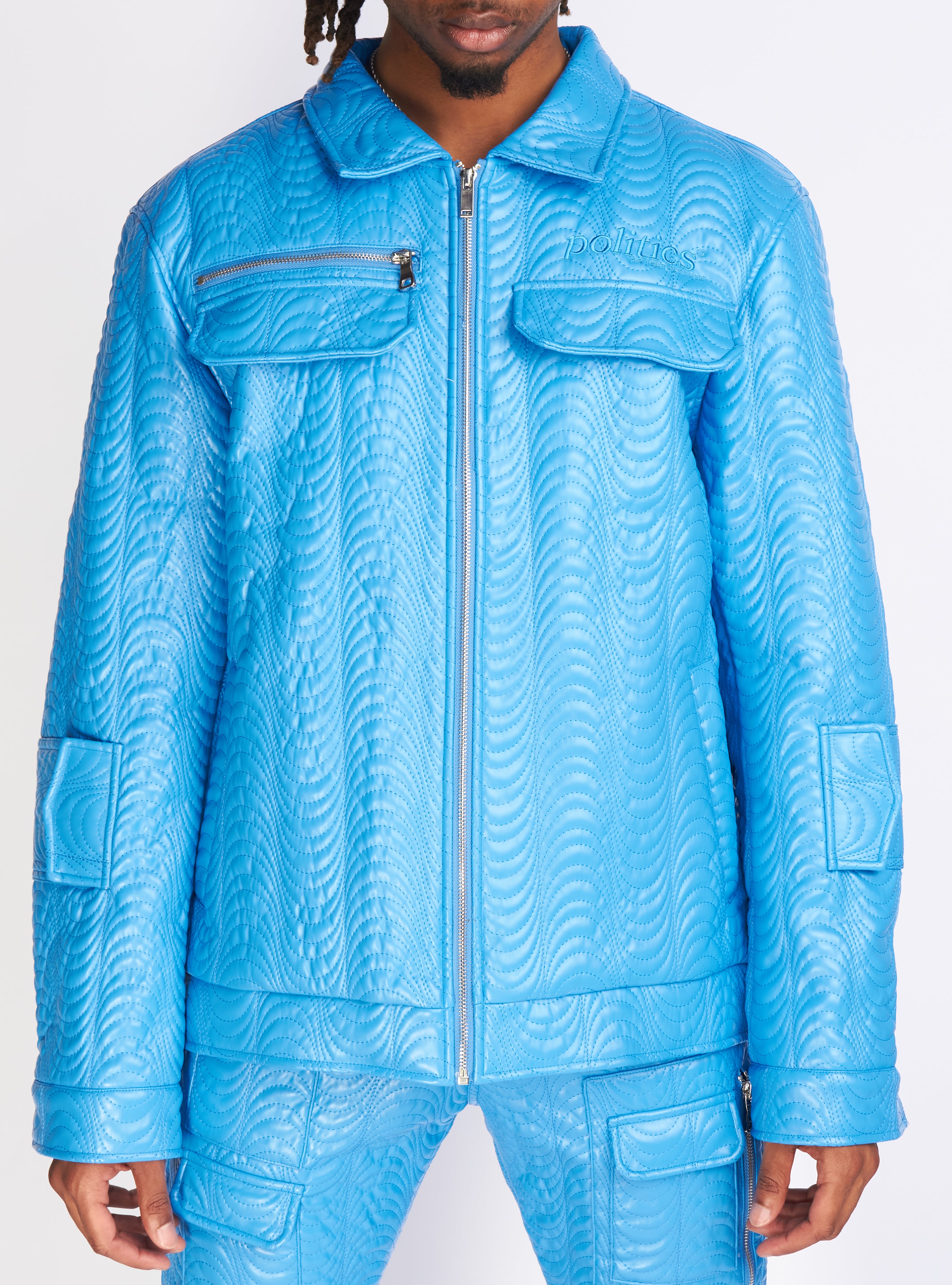 styling/ Vengeance78 Blue Metallic Puffer Jacket, Incorporated Style