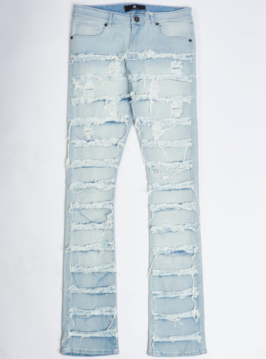 Focus Ripped Stacked Jeans - Light Wash - 3364C – Vengeance78