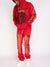 Politics Sweatsuit - Acid Washed Stacked Sweatsuit - Dennis - Red - 722