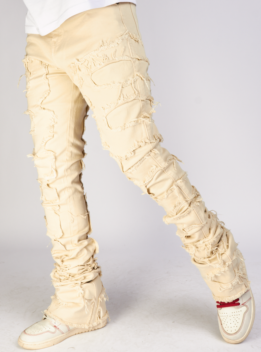 Focus Jeans - Distressed Super Stacked - Beige - 3445C – Vengeance78