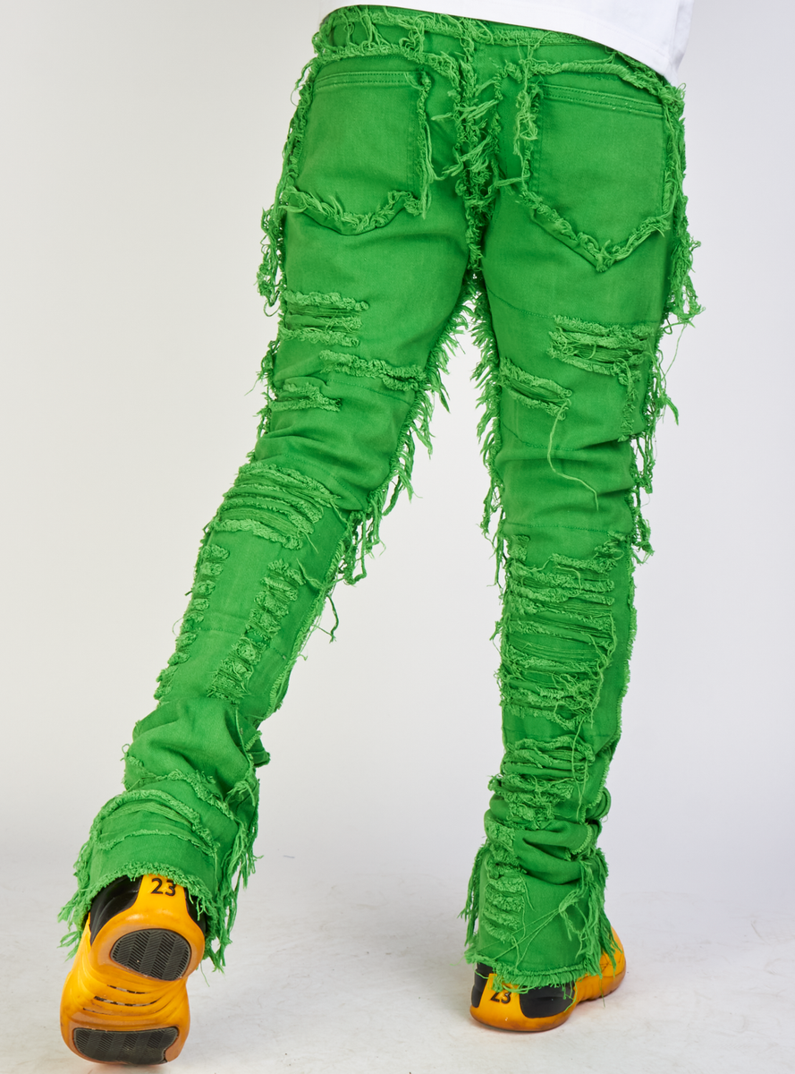 Waimea Jeans - Super Distressed Stacked - Green - M5849T – Vengeance78