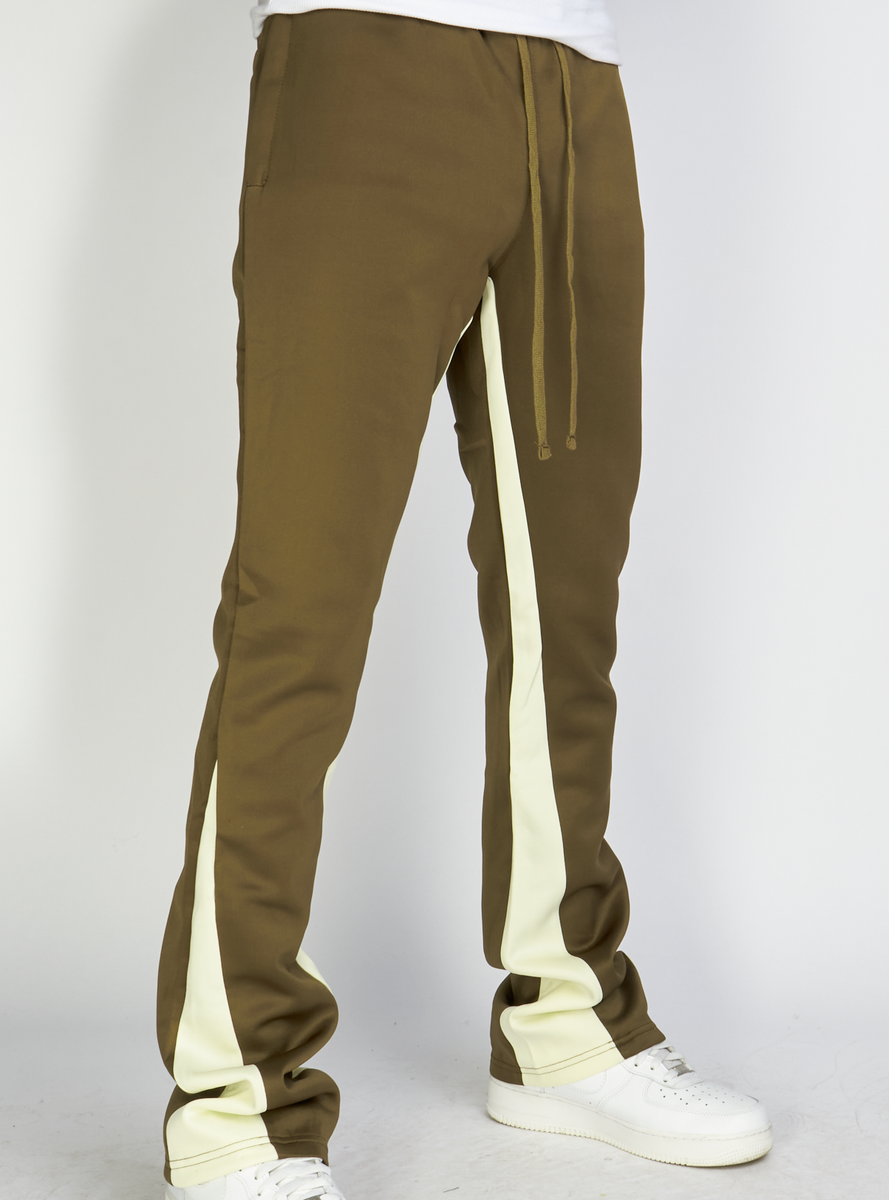 Rebel Minds Track Pants - Stripe Stacked Fit - Olive And Cream - 100-4 ...