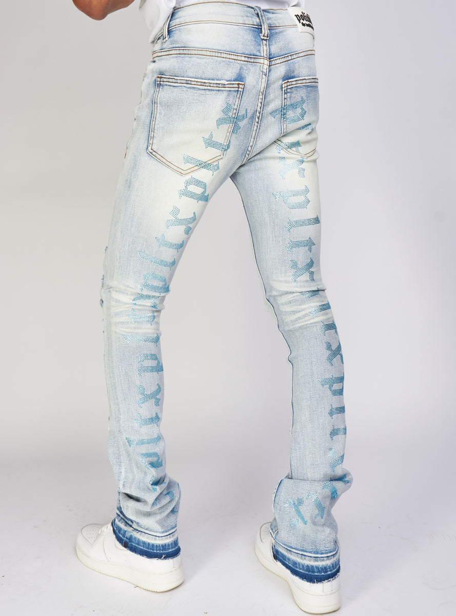 Politics Jeans - Embroidered Skinny Stacked Flare Mac - Light Blue - 5 ...