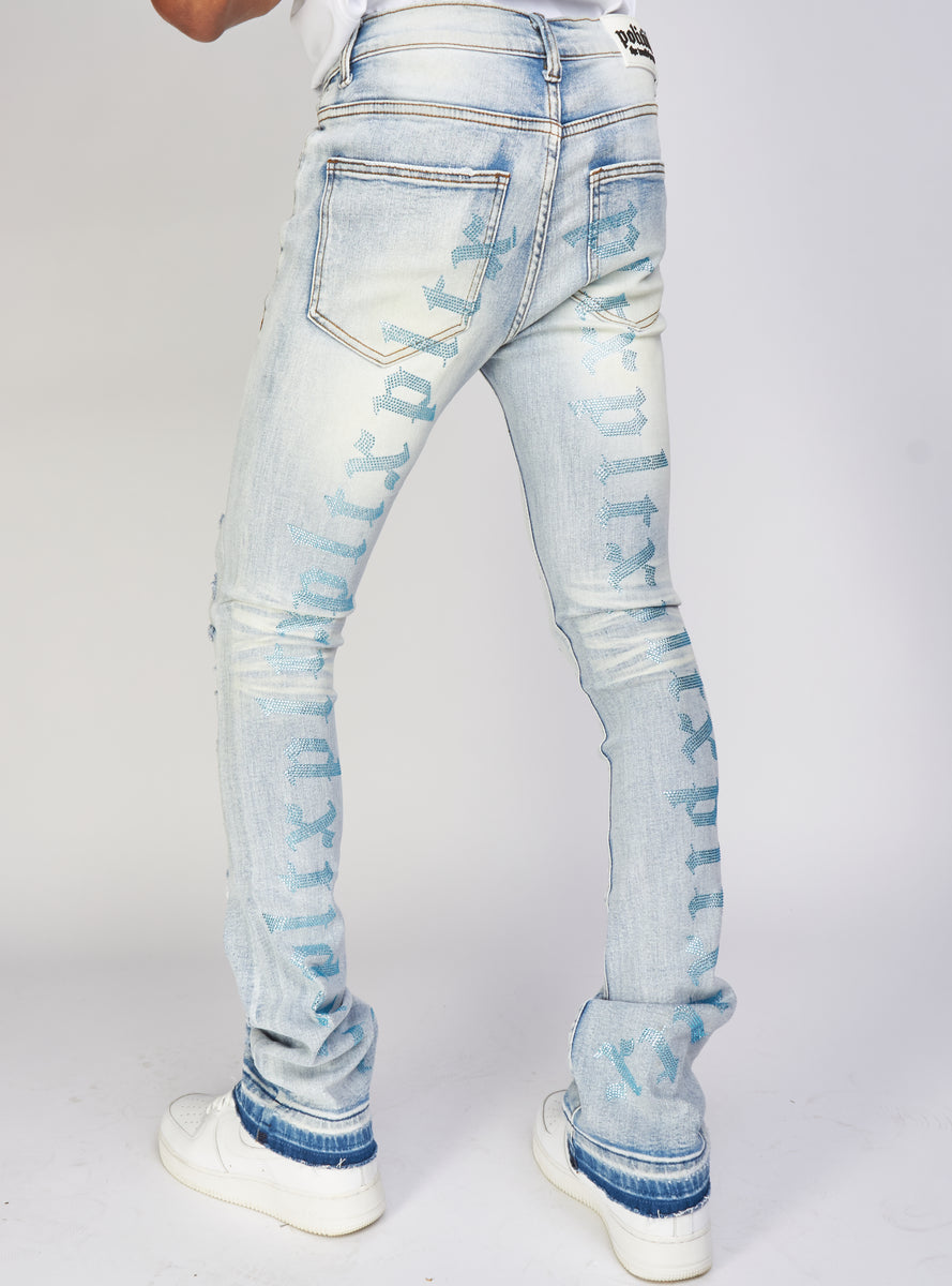 Politics Jeans - Embroidered Skinny Stacked Flare Mac - Light Blue - 5 ...