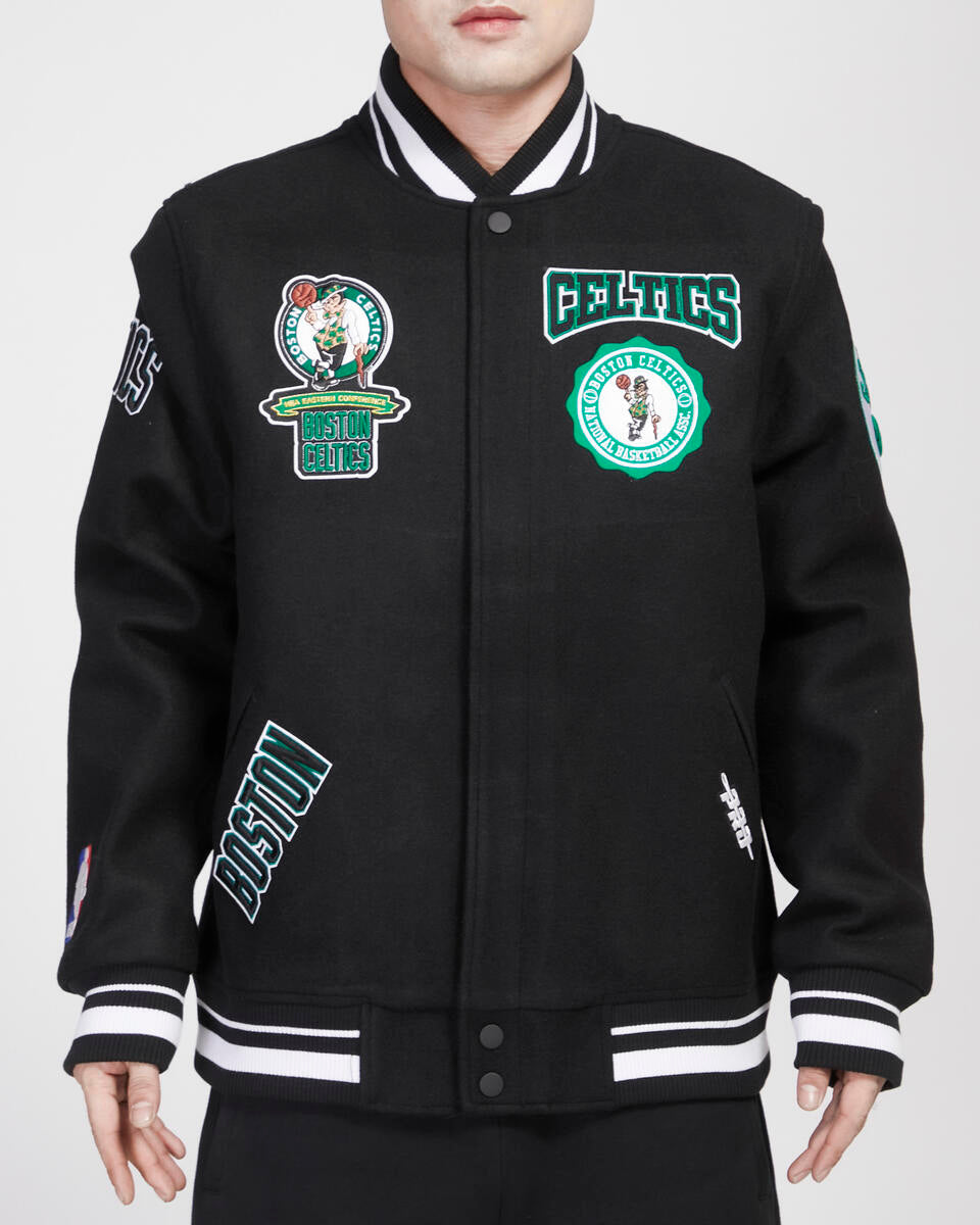 Black New York Jets Pro Standard Mashup Logo Wool Varsity Heavy Jacket 2XL