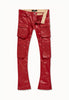 See You in Paradise Jeans - Skinny Stacked Eden Cargo Pants - Red - JRFP2346