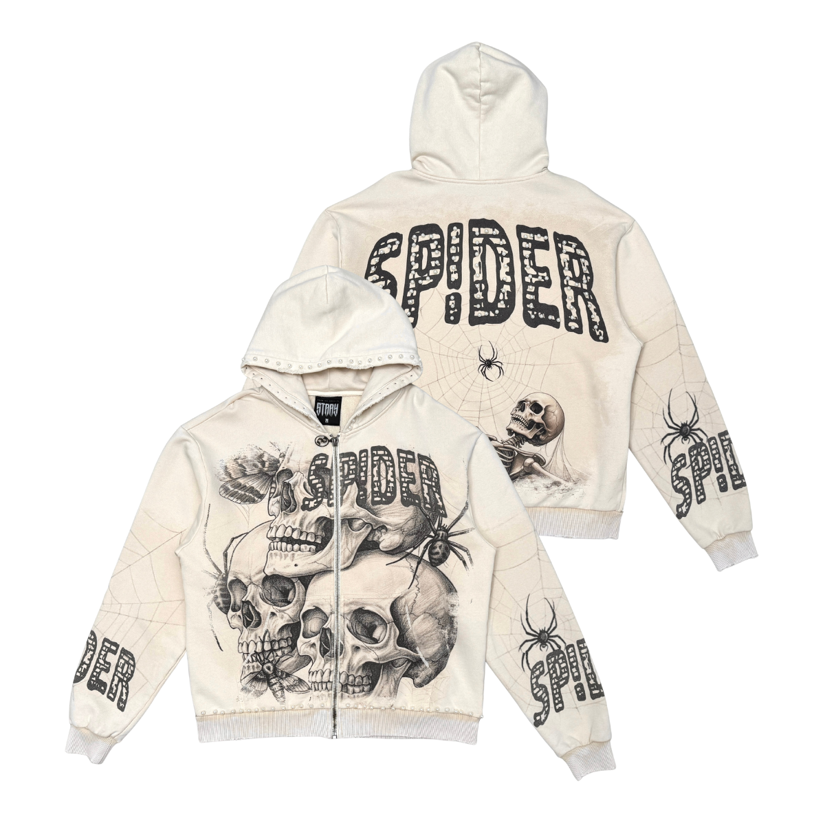 Stray Hoodie - Web Crawler Zip - Bone - ST1608 – Vengeance78