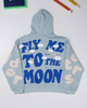 Red Letters Hoodie - Fly Me To The Moon Zip - Baby Blue
