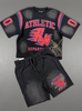 Rebel Minds Short Set - Flaming RM Interlock - Black - 610-11952