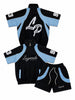Legends Prevail Short Set - Rhinestone Windbreaker - Light Blue/Black