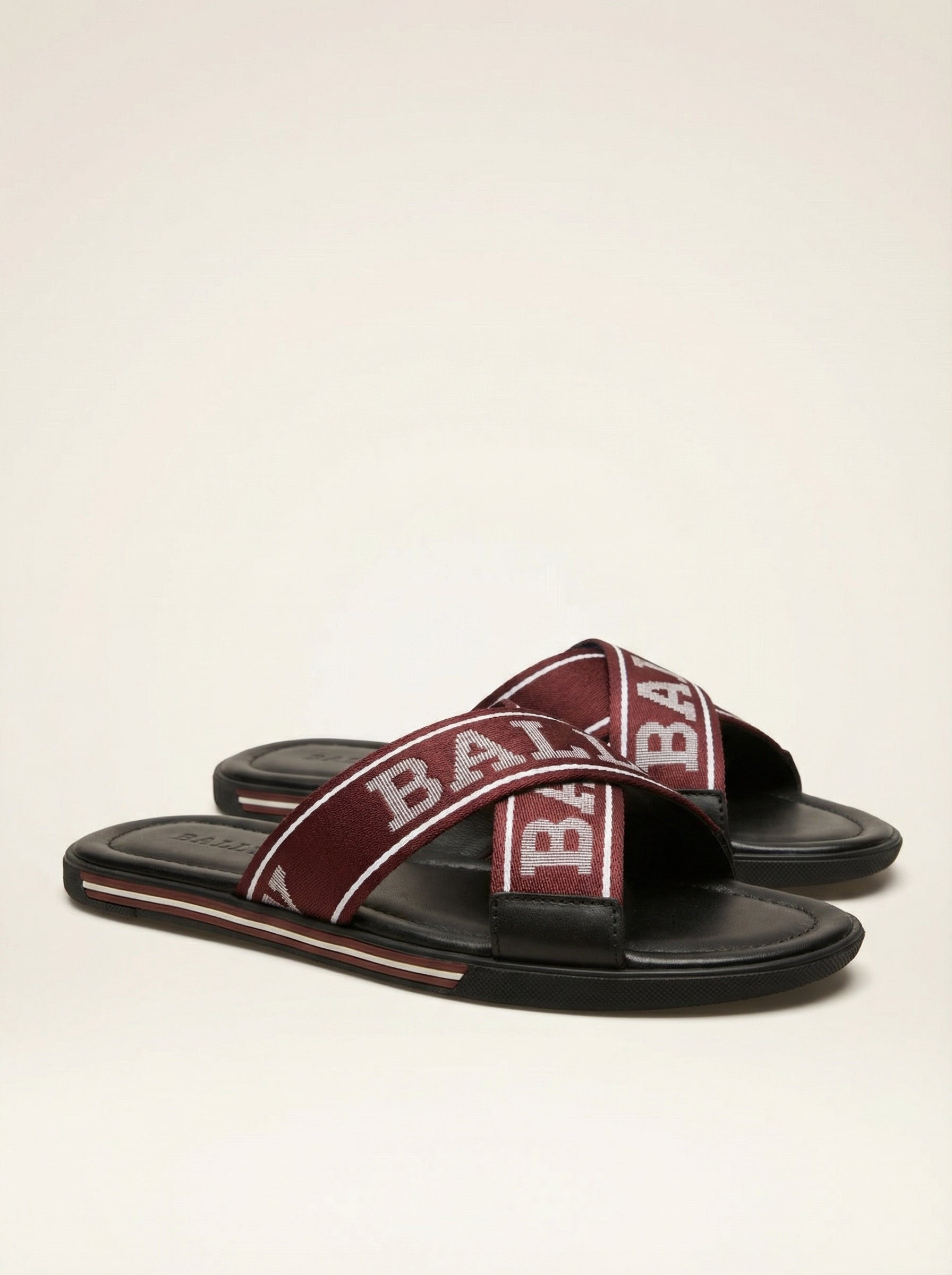 Bally Slides - Bonks - Red And White Synthetic Fabric 
