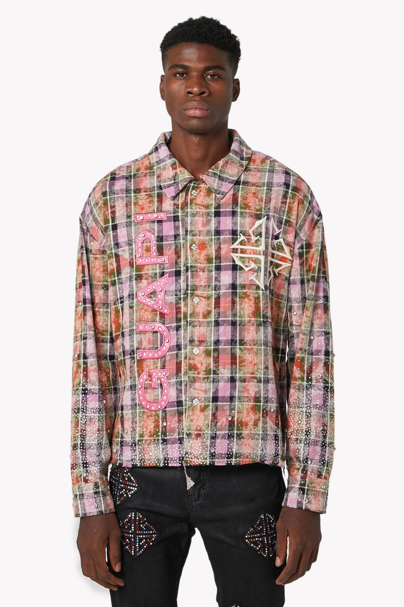 Guapi Shirt - Rhinestone Flannel - Blush Pink – Vengeance78