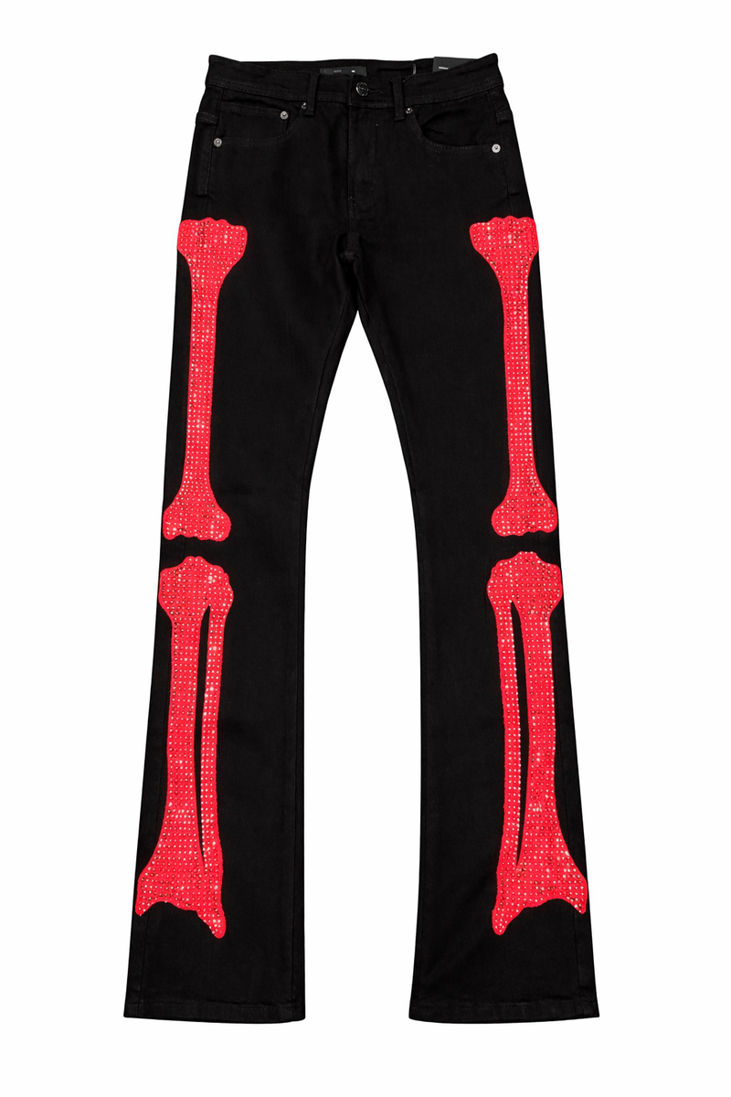 Kindred Pants - PREMIUM SKELETON EMBROIDERY RHINESTONE PANTS - BLACK/R ...