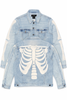 Kindred Jacket - PREMIUM SKELETON EMBROIDERY RHINESTONE JACKET - BLUE/WHITE - KD247J
