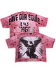 Rare Peace T-Shirt - Save Our Souls Rhinestones - Pink - RT5062