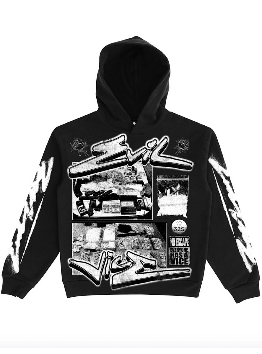 Evil Vice Evil Vice Hoodie - Vice Logo - Black And White - VICE26 – Vengeance78
