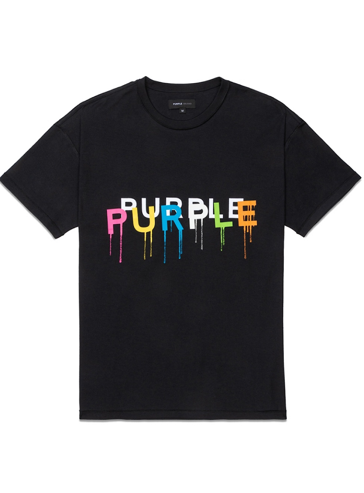 Purple-Brand T-Shirt - Textured Inside Out - Black And Multi