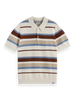 Scotch & Soda Polo T-Shirt - Knitted Striped - Beige - 182380