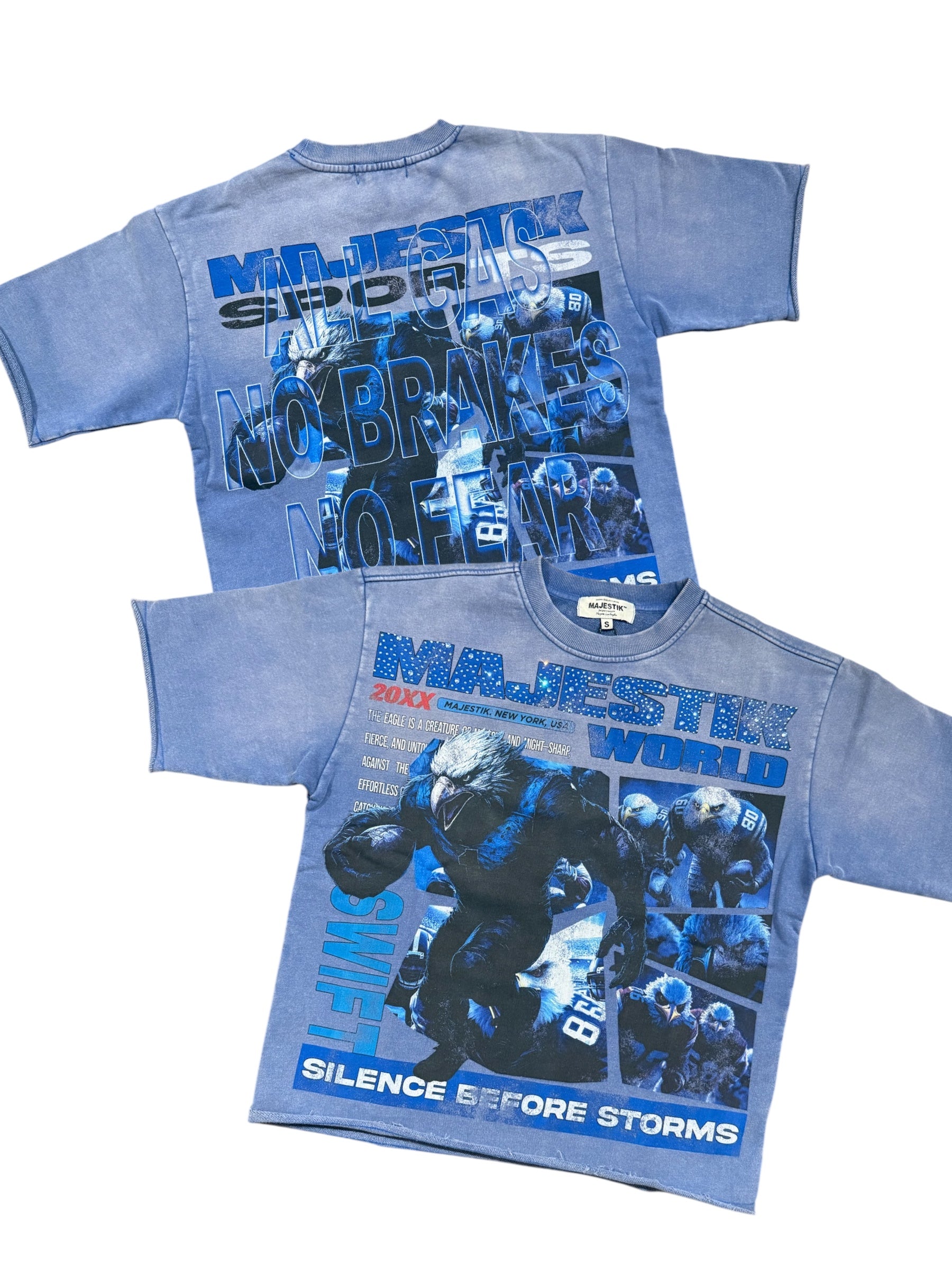 Majestik T-Shirt - Men's Garment Dyed Print F.Terry - Blue