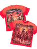 Majestik T-Shirt - Men's Garment Dyed Print -Red - TE2621