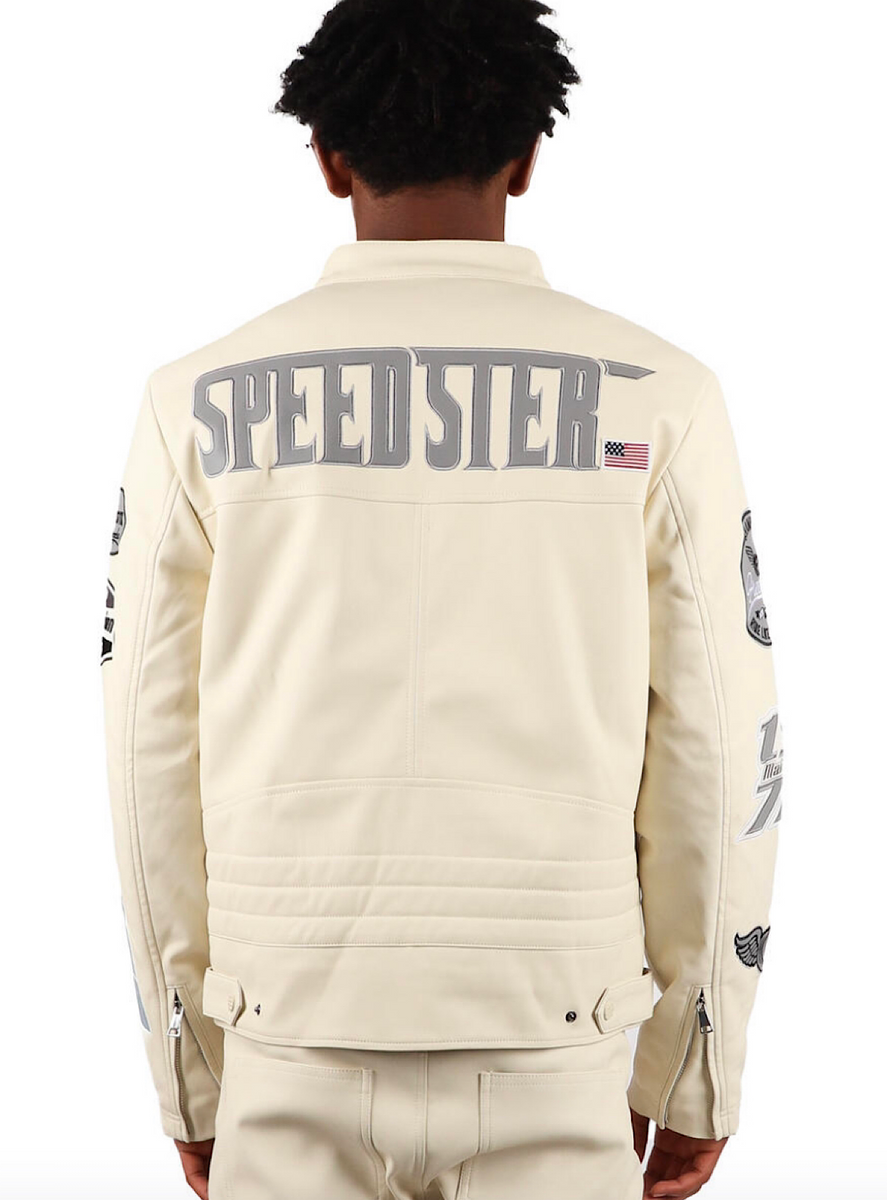 Majestik Jacket - Leather Moto Racing - Vanilla Cream - JJ2321 ...