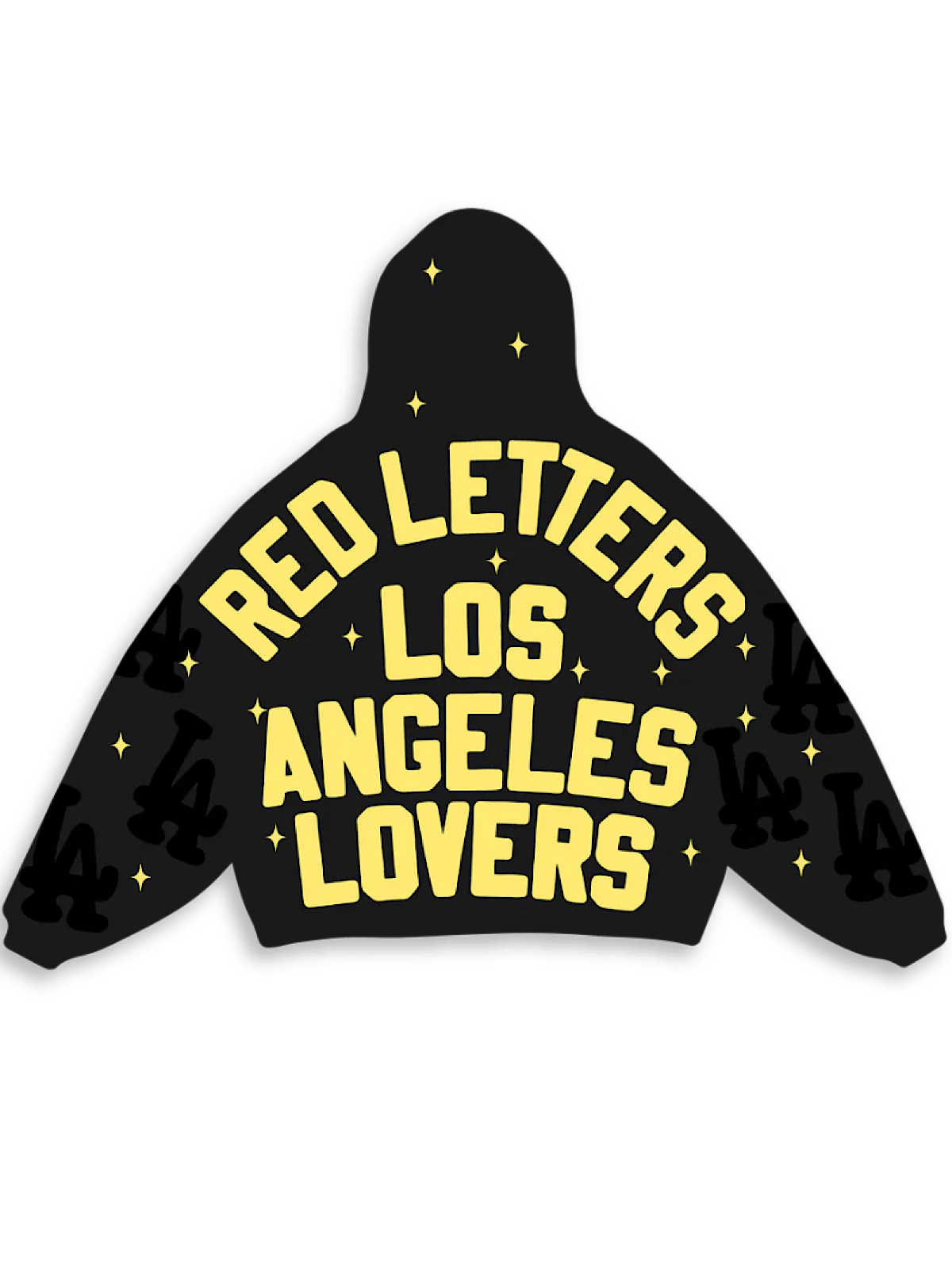 Red Letters Hoodie - Not LA Lovers Scattered Zip Up - Black 