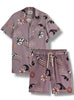 Scotch & Soda Short Set - Cutout Beach - Brown AOP- 180010-180032