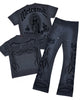 Rare Peace Set - Washed w/ Cut & Sew Detail Jogger Set - Dusty Grey - RT6073