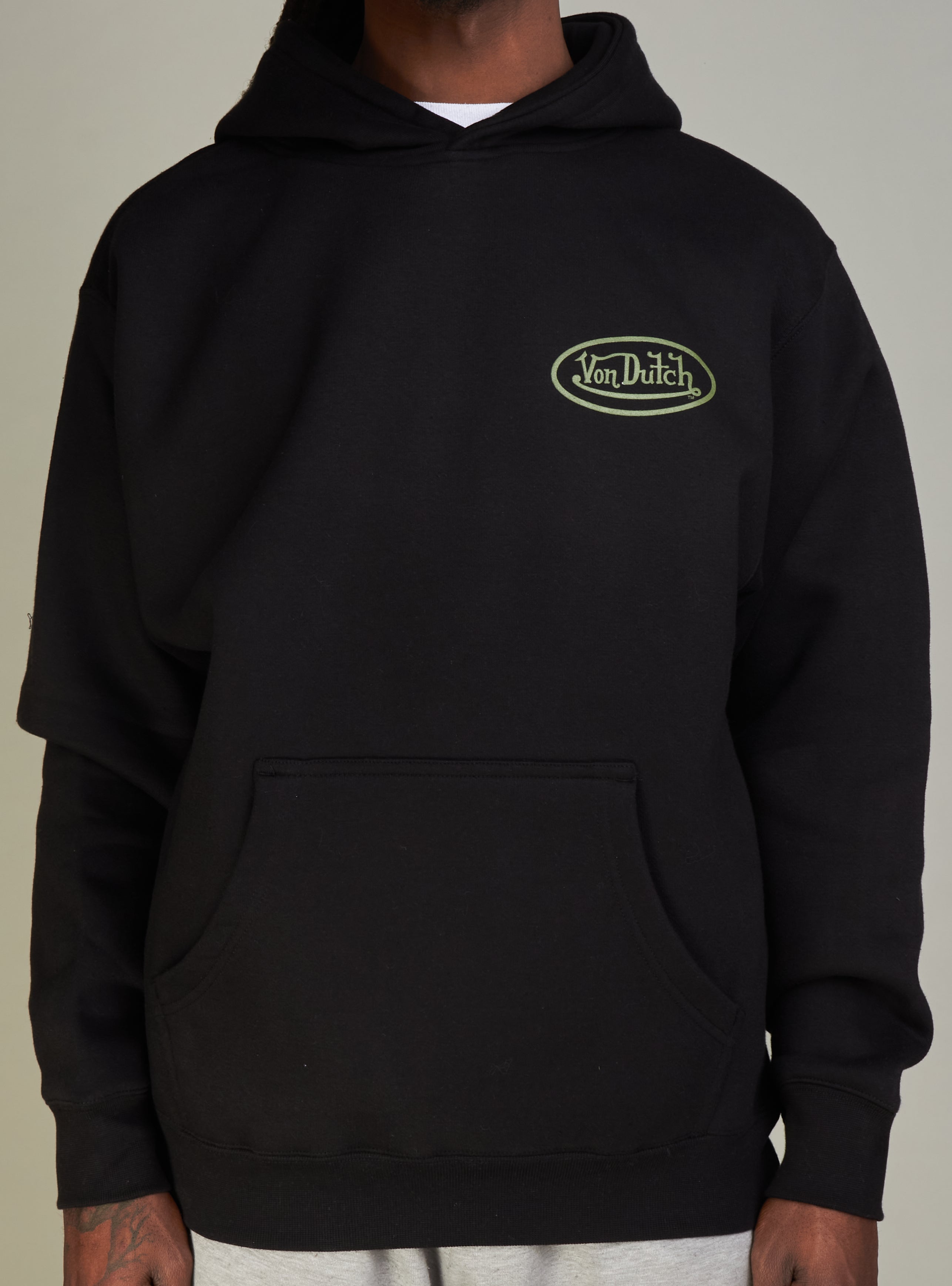 Von Dutch Hoodie Custom Motors Black And Olive VDHASNK