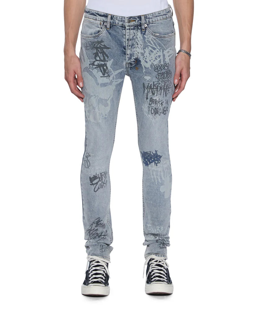 Ksubi Jeans - Van Winkle Rogue Blue Graffiti - MPS26DJ101