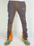 Politics Super Stacked Sweatpants - Charcoal And Orange  - Foster706