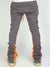 Politics Super Stacked Sweatpants - Charcoal And Orange  - Foster706