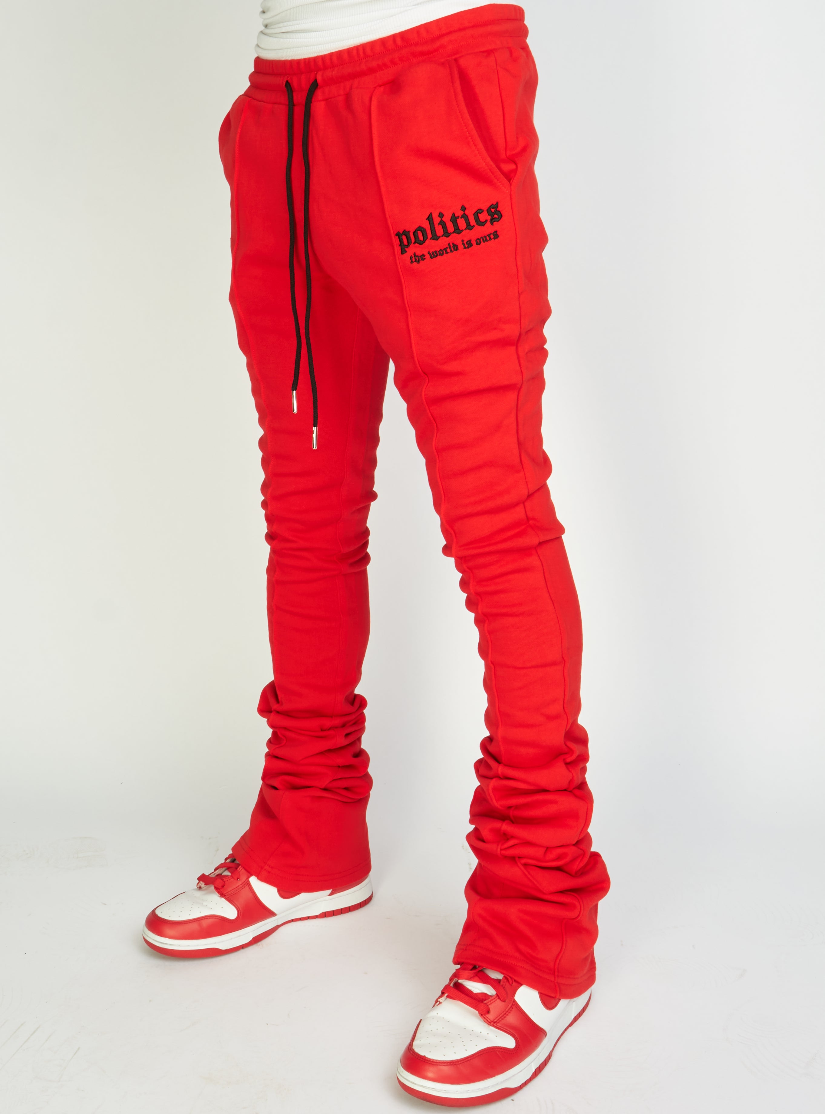 Red Stacked Joggers