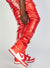 Politics Jeans - Alligator Leather Stacked Flare with Embroidery Harris - Red And White  - 562