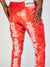 Politics Jeans - Alligator Leather Stacked Flare with Embroidery Harris - Red And White  - 562