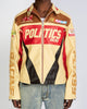 Politics Jacket - Leather Moto Racing - Beloved - Cream And Red- 574