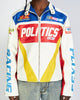Politics Jacket - Leather Moto Racing - Beloved - White And Blue- 575
