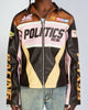 Politics Jacket - Leather Moto Racing - Beloved - Brown And Pink- 573