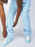 Politics Jeans - Lucas - Baby Blue - Shredded Stacked Flare  - 504
