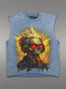 Rebel Minds Tank Top - Hustle Hard Rhinestone S/LESS - Ash Blue - 610-11021