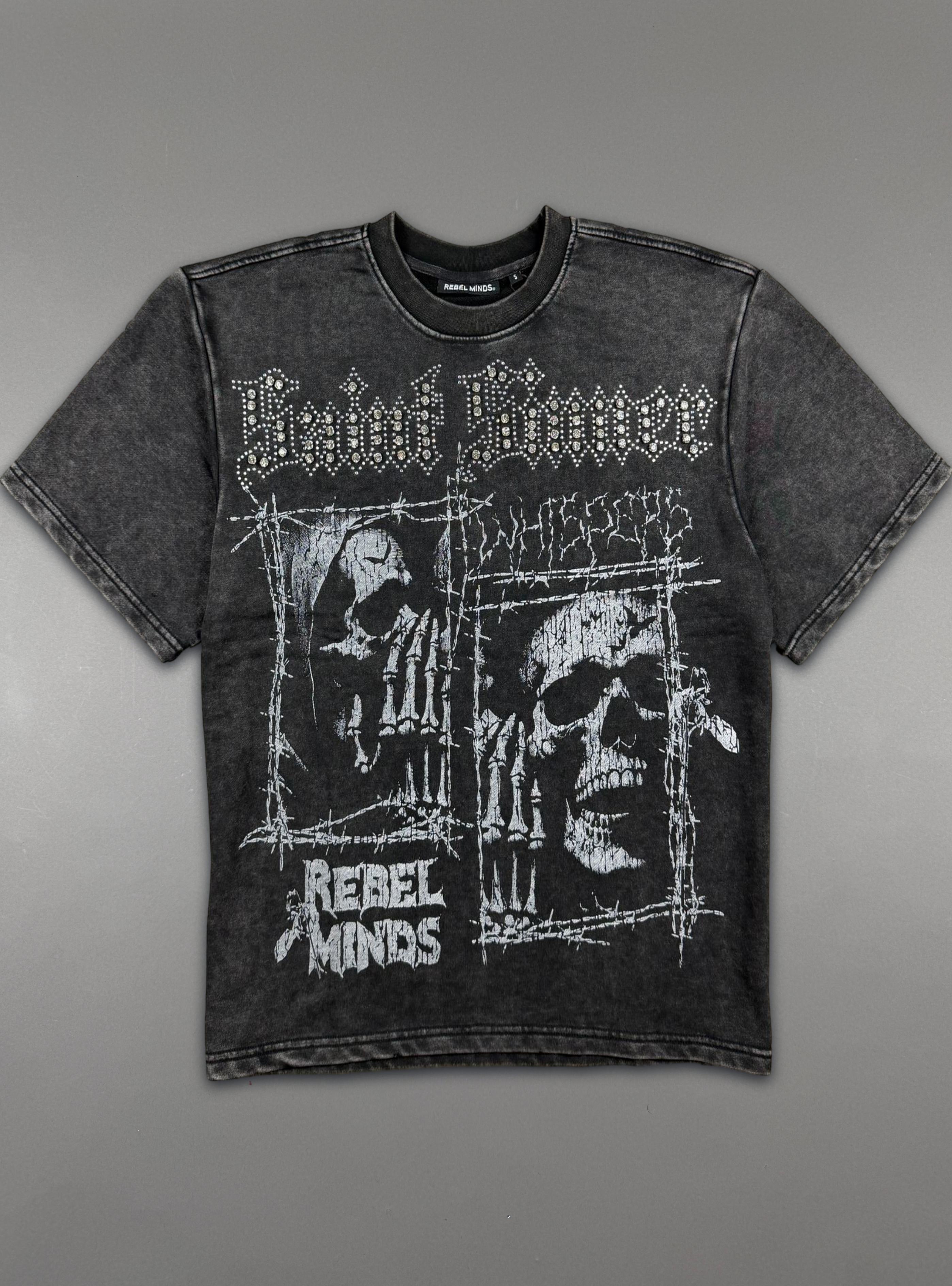 Rebel Minds T-Shirt - Whispers Rhinestone Crop Tee - Black - 610