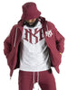 Makobi Adorni Zip Up Nylon Hoodie in Burgundy - M4634
