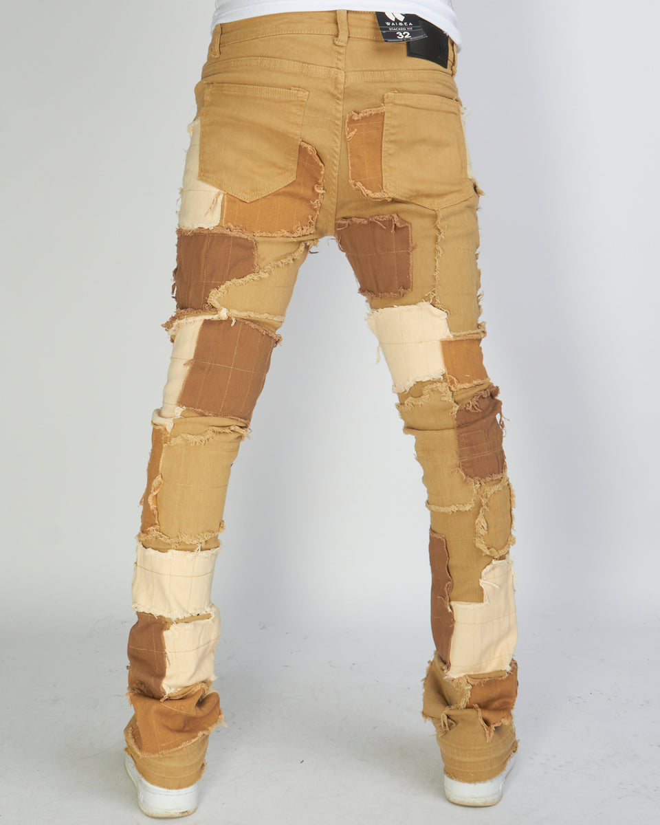 Waimea Jeans Stacked Frayed Patches Khaki M5769TA Vengeance78