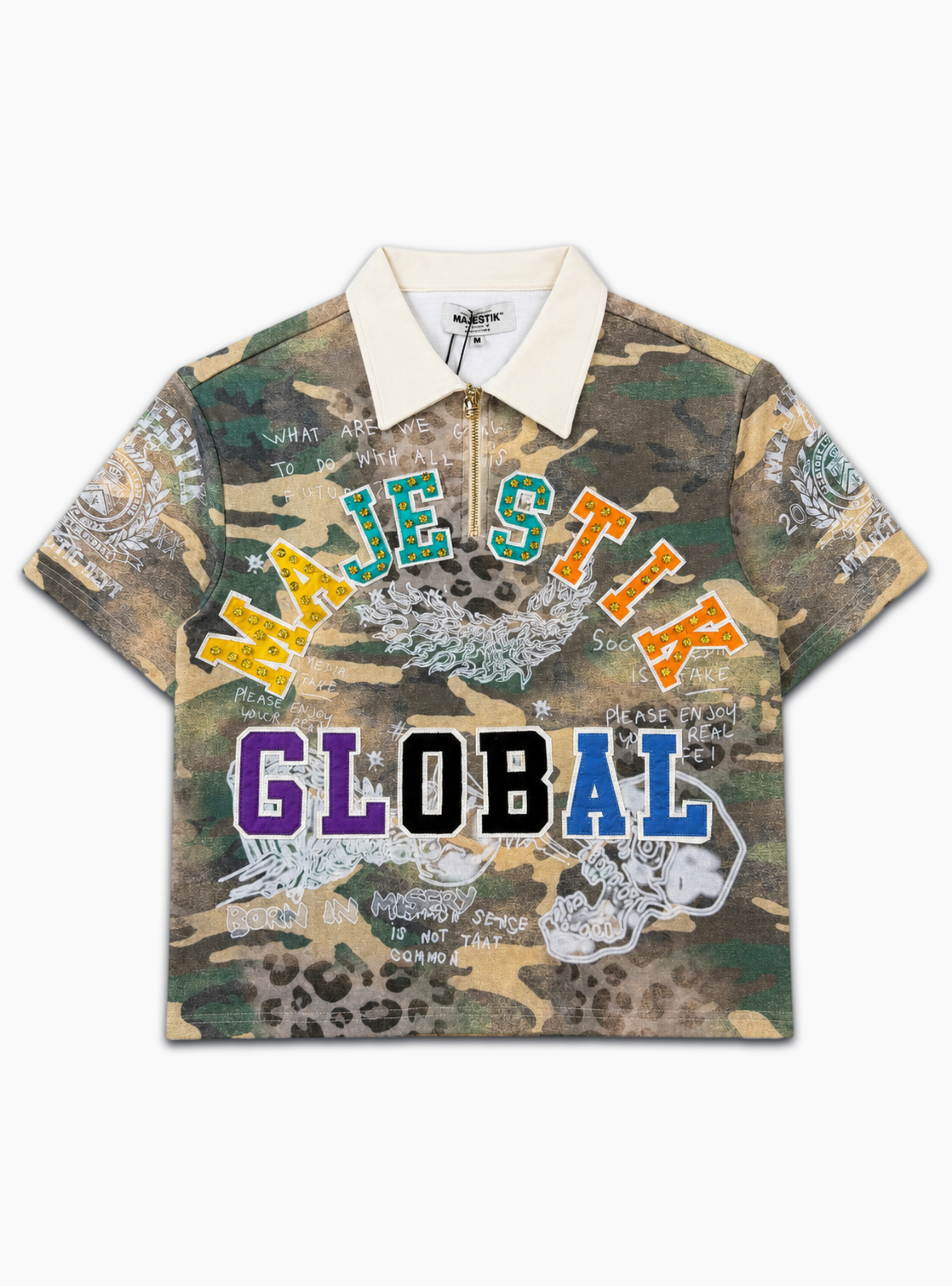 Majestik Polo T-Shirt - Born in Misery Quarter-Zip - Wood Camo