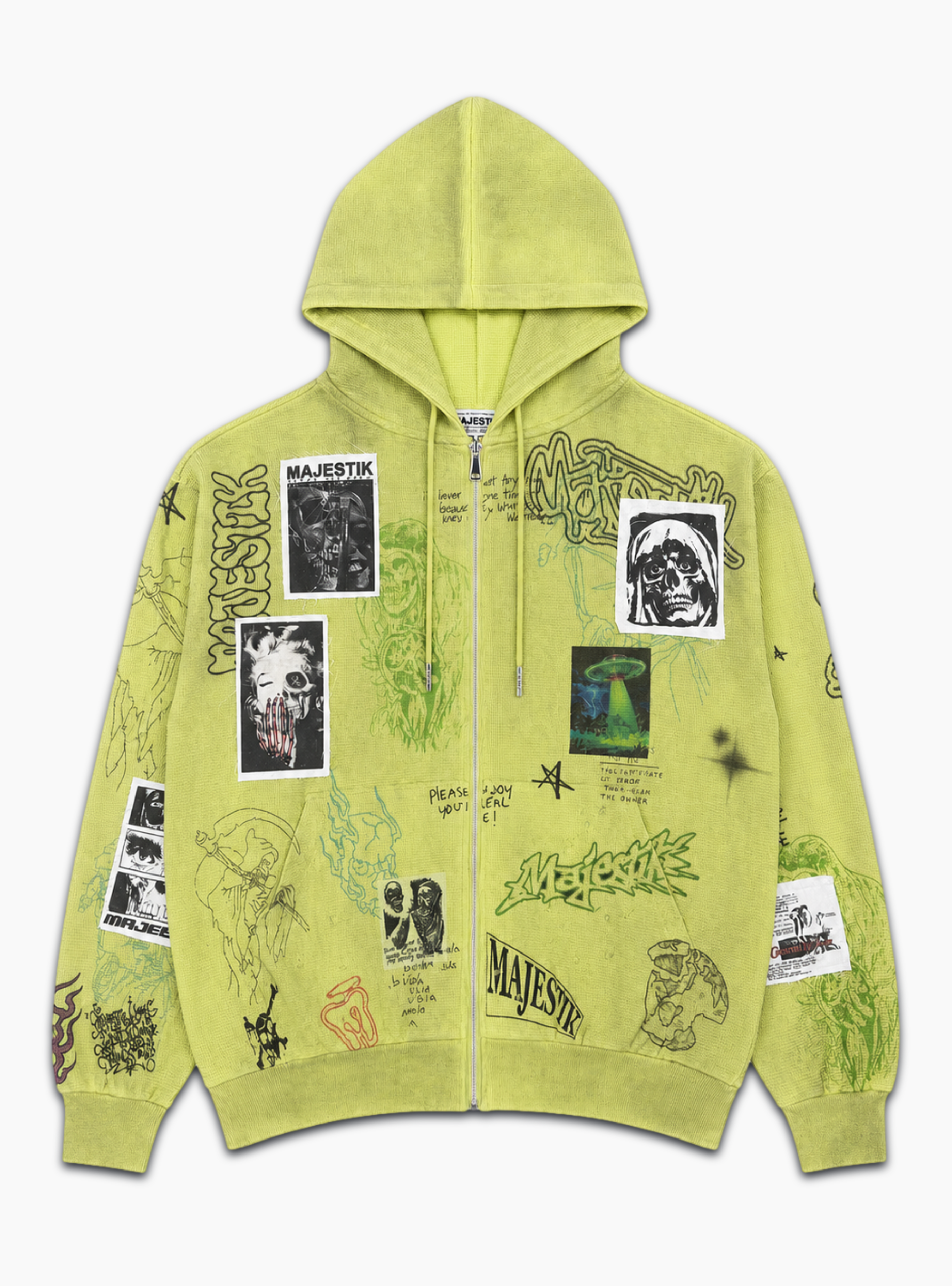 Majestik Hoodie - Acid Graveyard - Waffle Thermal - Green