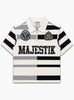Majestik Polo T-Shirt - Jeweled Crest Quarter-Zip - Black - PH26814