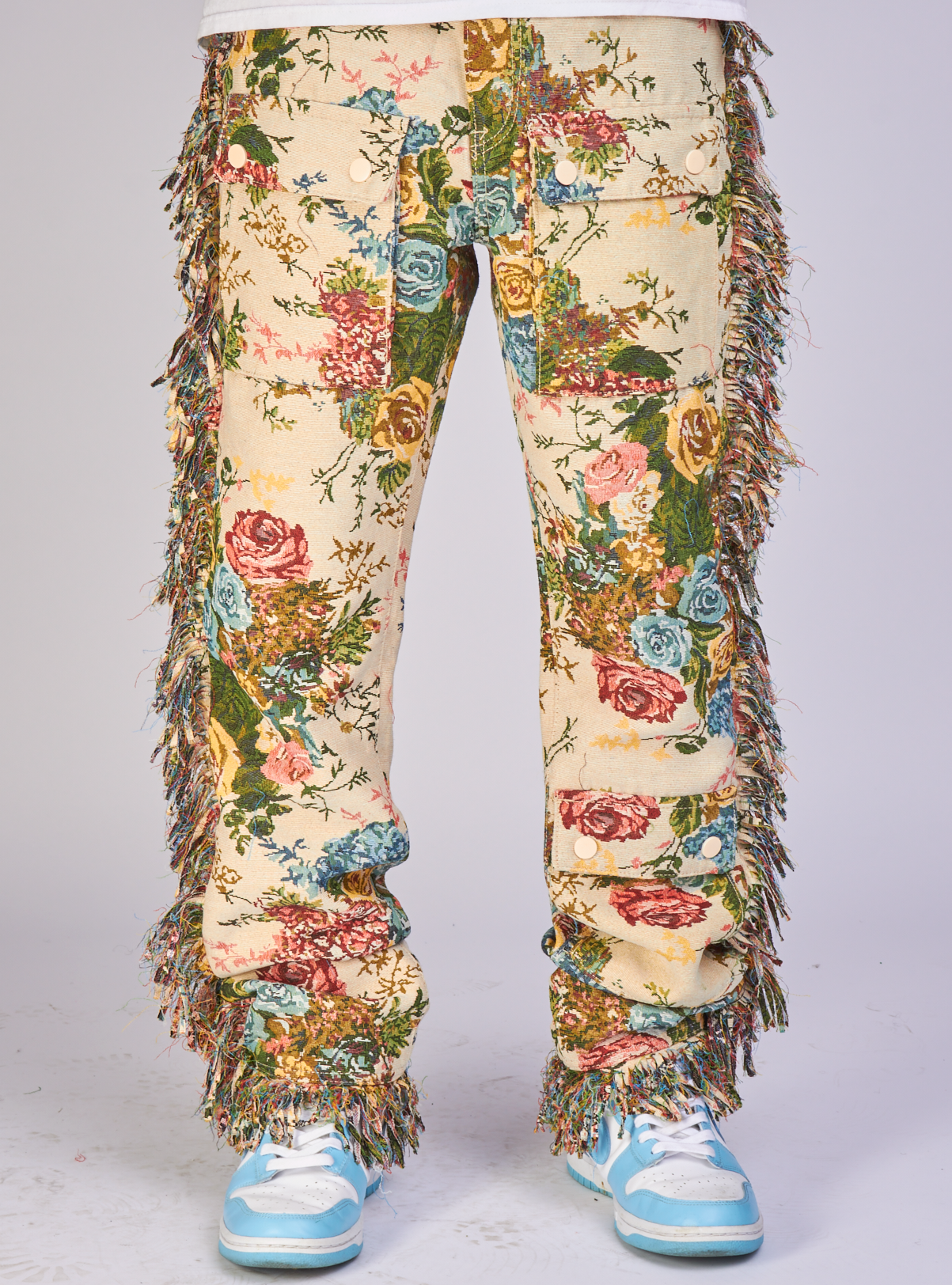 Majestik Pants - Floral Jacquard Denim - Beige - TA2374 – Vengeance78