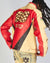 Politics Jacket - Leather Moto Racing - Beloved - Cream And Red  - 574